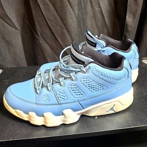 Air Jordan 9 Retro low paton basketball shoe  blue and white